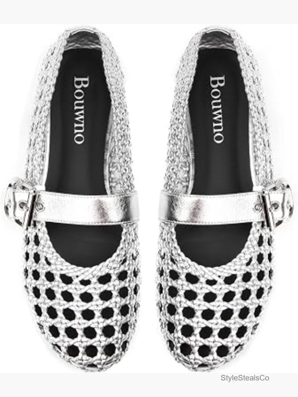 Woven Mesh Mary Jane Flats Women Dressy Comfortable Ballerina Round Toe Buckle